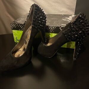 Sam Edelman Black Suede Spiked Heels